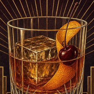 Gold Art Deco Old Fashioned Recipe Wall Art Print | Amber Cocktail Recipe Poster | Bar Cart Decor Print | Kitchen Wall Art image 3