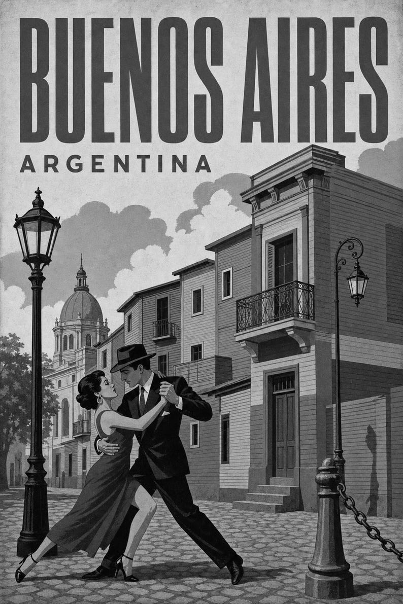 Buenos Aires Travel Poster | Vintage Caminito Print | Argentina Wall Art | Printed & Shipped image 10