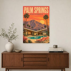 Palm Springs Travel Poster | Vintage 1950s Desert Modern Print | California Wall Art Print | Mid Century City Decor image 2