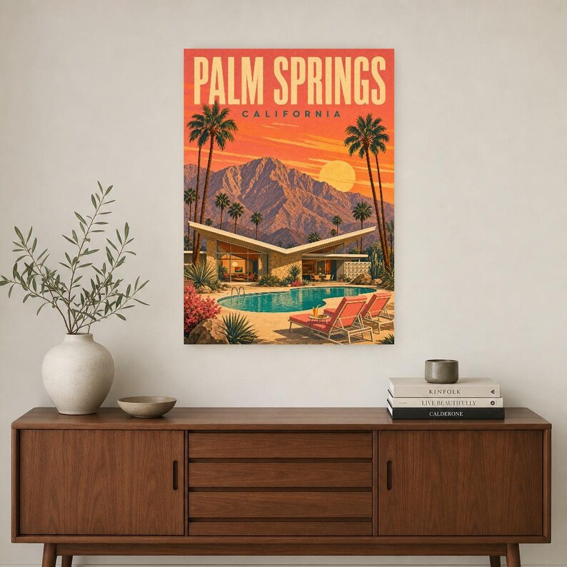Palm Springs Travel Poster | Vintage 1950s Desert Modern Print | California Wall Art Print | Mid Century City Decor image 2