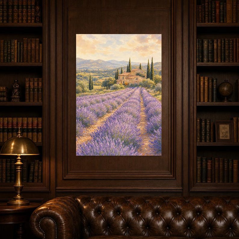 Provence Lavender Poster | Soft Painting France Wall Art | Lavender Fields Landscape Print | Printed & Shipped image 5