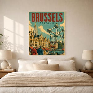 Brussels Travel Poster | Vintage Grand Place Print | Belgium Wall Art | Printed & Shipped image 6