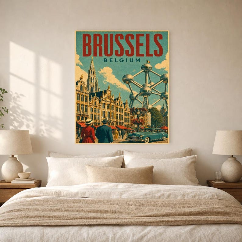 Brussels Travel Poster | Vintage Grand Place Print | Belgium Wall Art | Printed & Shipped image 6