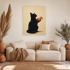 Black Cat Negroni Wall Art Print | Orange Slice Cocktail Poster | Bar Cart Print | Funny Black Cat Club Decor image 7