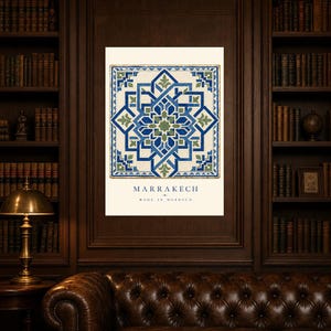 Marrakech Zellige Tile Wall Art Print | Moroccan Geometric Star Poster | Blue Green Maiolica Print | Boho Mediterranean Decor | Morocco Gift image 6