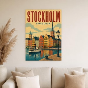 Stockholm Travel Poster | Vintage Old Town Print | Sweden Wall Art | Printed & Shipped image 4