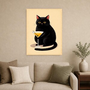 Black Cat Cocktail Wall Art | Funny Martini Bar Cart Poster | Retro Kitchen Bar Print image 8