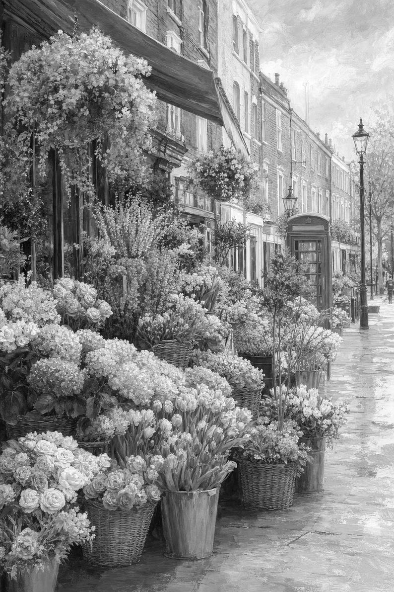 London Flower Market Poster | Soft Painting England Wall Art | Floral Travel Print | Printed & Shipped image 10