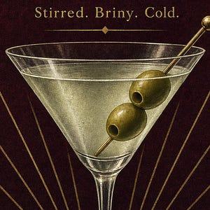 Olive Green Art Deco Dirty Martini Recipe Wall Art Print | Gold Cocktail Recipe Poster | Bar Cart Decor Print | Kitchen Wall Art image 3
