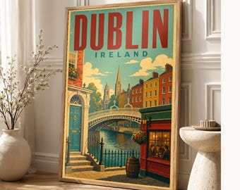 Dublin Travel Poster | Vintage Dublin Print | Ireland Wall Art | Printed & Shipped