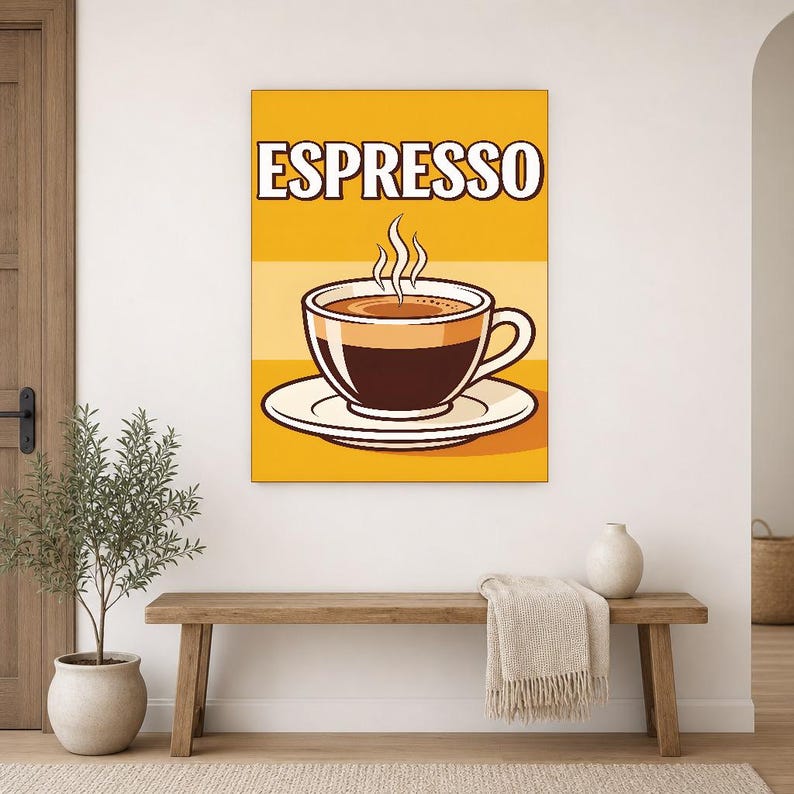 Espresso Kitchen Wall Art Print | Retro Bistro Coffee Poster | Maximalist Cafe Kitchen Print | Dining Room Decor image 14