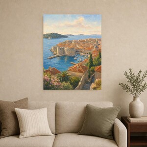 Dubrovnik Travel Poster | Soft Painting Croatia Wall Art | Adriatic Old Town Coastal Print | Printed & Shipped image 9