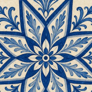 Azulejo Tile Wall Art | Classic Blue & White Maiolica Poster | Portuguese Ceramic Print | Mediterranean Kitchen Decor | No Text Boho Art image 3