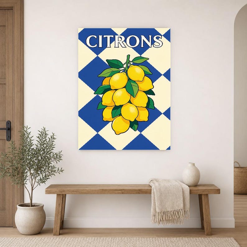 Lemon Kitchen Wall Art Print | Retro Bistro Citrus Poster | French Maximalist Kitchen Print | Dining Room Decor image 14