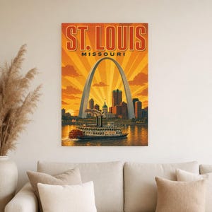 St. Louis Travel Poster | Vintage 1950s Gateway Arch Print | Missouri Wall Art Print | Mid Century City Decor image 3