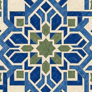 Marrakech Zellige Tile Wall Art Print | Moroccan Geometric Star Poster | Blue Green Maiolica Print | Boho Mediterranean Decor | Morocco Gift image 3
