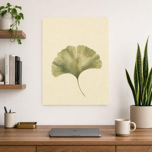 Sage Green Japandi Wall Art Print | Neutral Gallery Wall Set | Minimal Ginkgo Leaf Wabi Sabi Print image 8