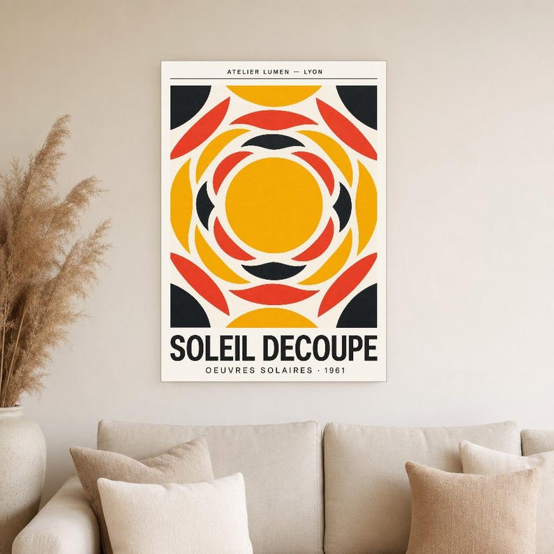 Póster abstracto de exposición solar, impresión artística de pared | Impresión de papel cortado de mediados de siglo ? Póster de la galería imagen 4
