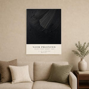 Noir Profond | Abstrakcyjna Czarna Sztuka ścienna | Nowoczesny Plakat Galeria | Minimalistyczny Druk zdjęcie 9