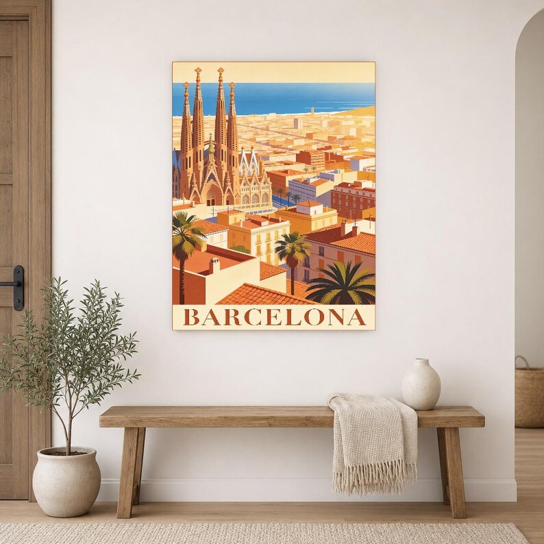 Póster de viaje vintage de Barcelona | Impresión de arte retro de la ciudad de España ? Decoración de pared de regalo de inauguración de la imagen 16