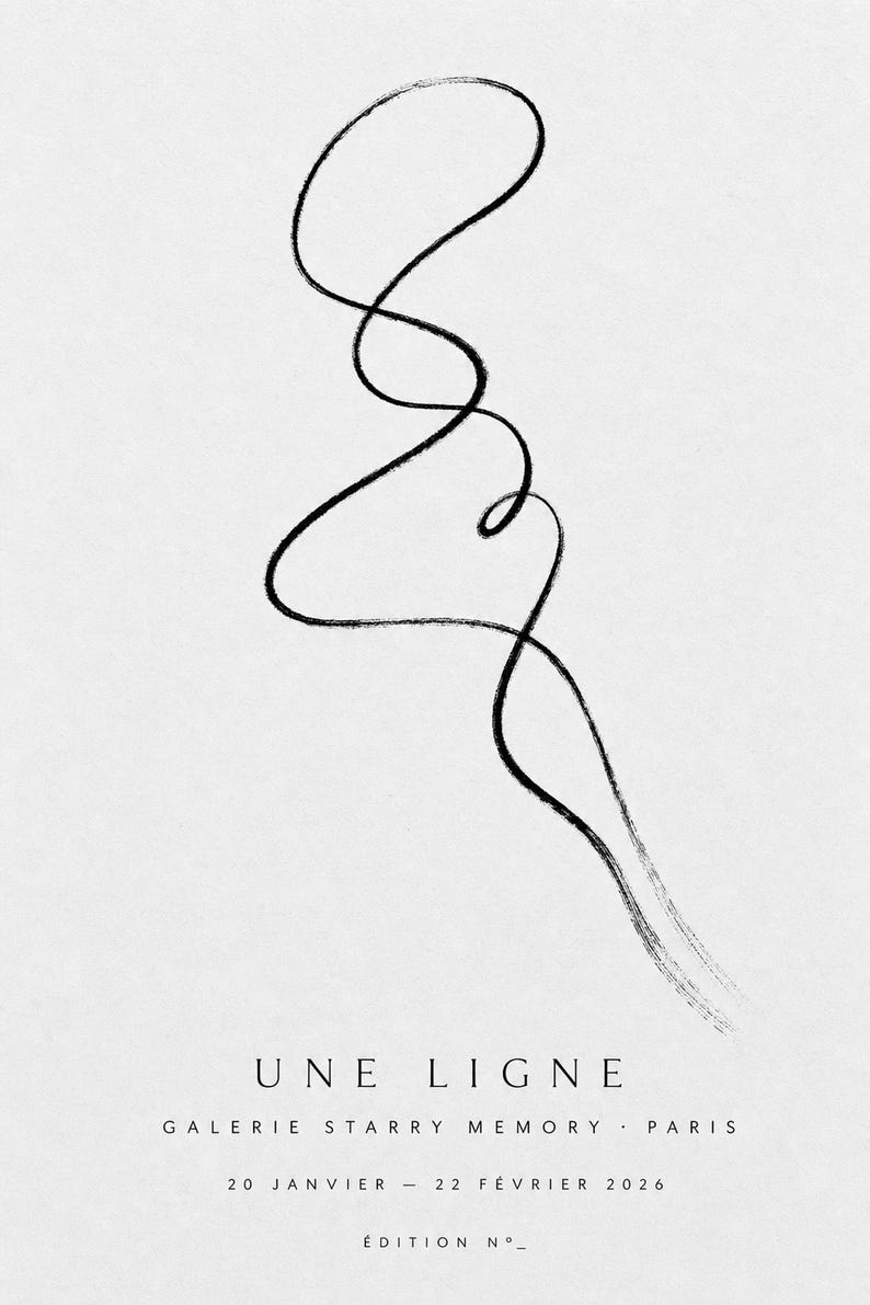 One Line | Abstract Wall Art | Modern Gallery Poster | Black and Cream Minimalist Print | Printed & Shipped image 10