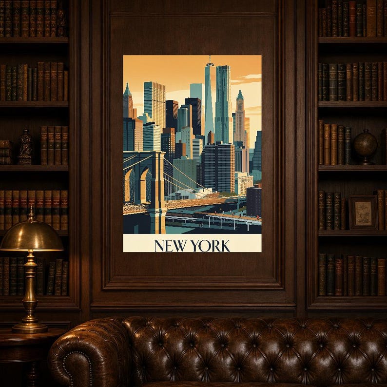 New York Vintage Reiseposter | Retro-USA-Stadt-Kunstdruck | Wanddekoration als Geschenk zur Wohnungserwärmung Bild 4