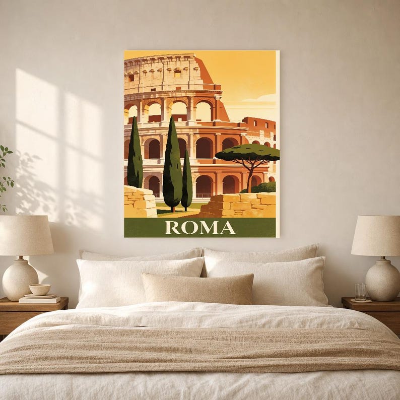 Rome Vintage Travel Poster | Retro Italy City Art Print | Housewarming Gift Wall Decor image 9