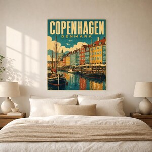 Copenhagen Travel Poster | Vintage Nyhavn Print | Denmark Wall Art | Printed & Shipped image 6