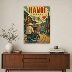 Hanoi Travel Poster | Vintage Old Quarter Print | Vietnam Wall Art | Printed & Shipped image 2