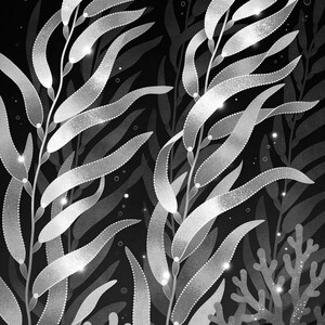 Bioluminescent Kelp Forest Poster | Deep Sea Ocean Bathroom Wall Art Print | Dark Coastal Night Print image 17