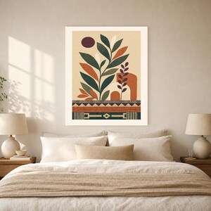 Afrohemian Botanical Wall Art Print | African Boho Plant Poster | Jade Terracotta Earth Tones | Organic Modern Wall Decor image 6