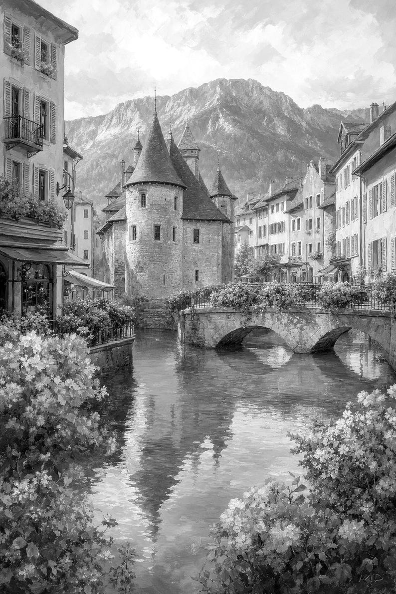 Annecy Travel Poster | Soft Painting France Wall Art | Venice of the Alps Canal Print | Printed & Shipped image 10