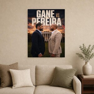 Póster Gane vs Pereira | Noche de pelea en la Casa Blanca de UFC 2026 | Impresión de arte de pared cara a cara de MMA ? Decoración de lucha imagen 9