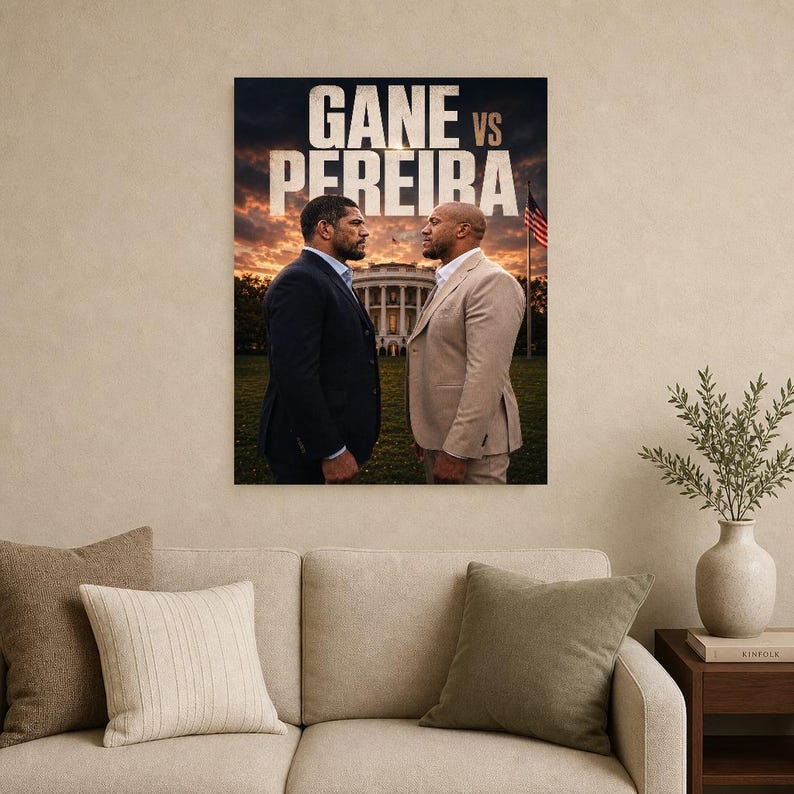 Póster Gane vs Pereira | Noche de pelea en la Casa Blanca de UFC 2026 | Impresión de arte de pared cara a cara de MMA ? Decoración de lucha imagen 9