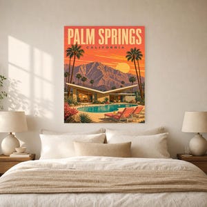 Palm Springs Travel Poster | Vintage 1950s Desert Modern Print | California Wall Art Print | Mid Century City Decor image 5