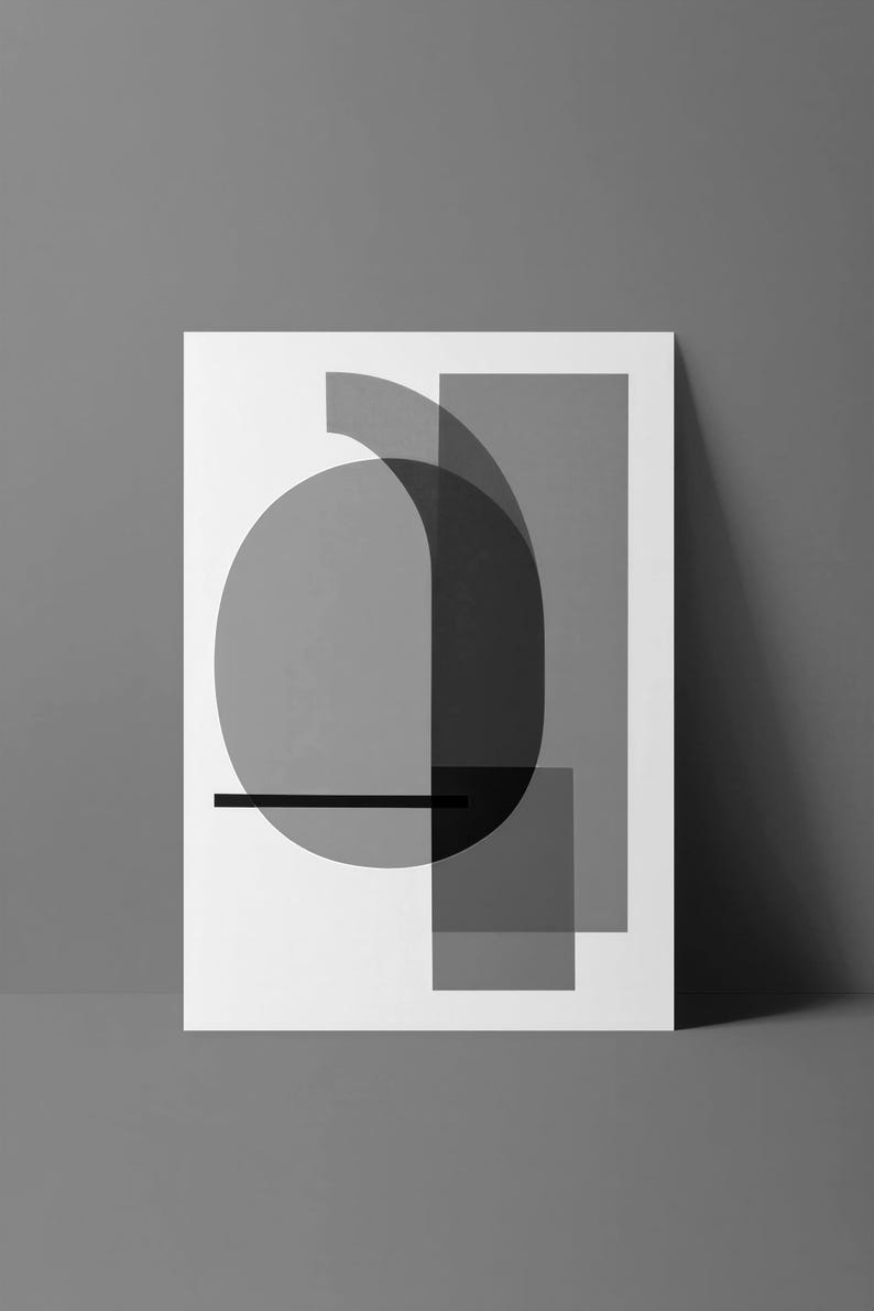 Abstracte muurdecoratie met kaki en wasabi | Opvallende poster met kleurblokken | Moderne geometrische print in mid-century stijl afbeelding 10