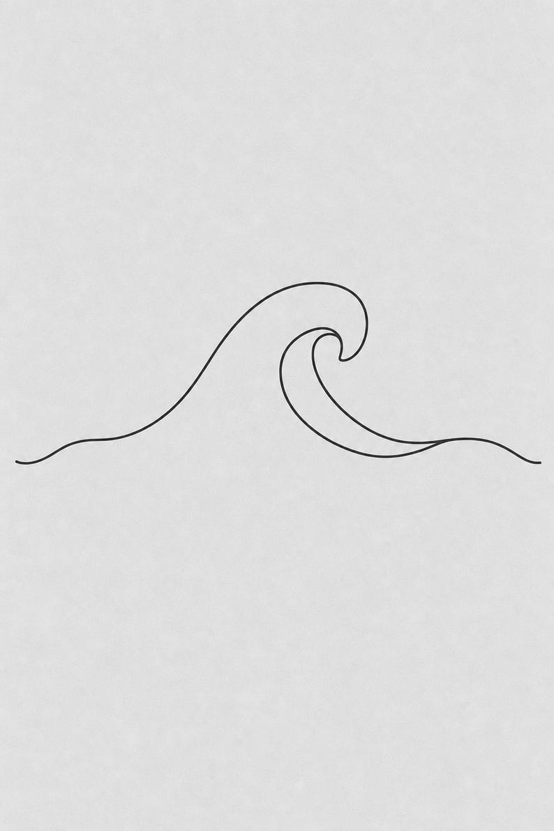 Väggkonsttryck med havsvågor på en linje | Minimalistisk linjekonsttryck | Abstrakt vågposter | Japandi beige kustdekor | Skandinavisk bild 10