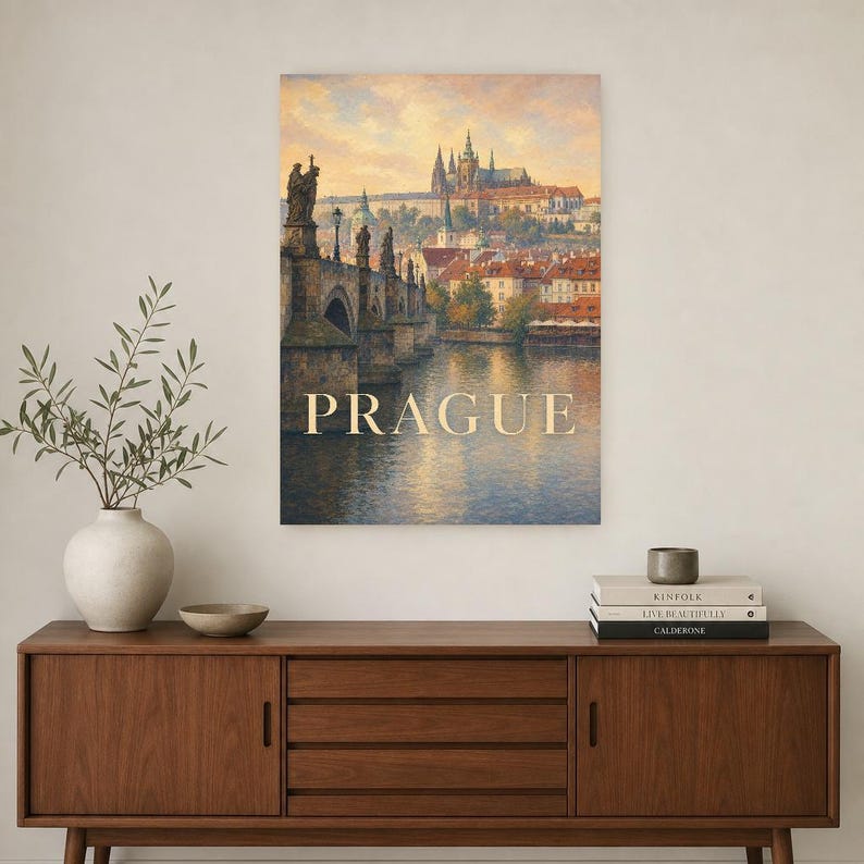 Póster de viaje de Praga | Pintura suave de la República Checa | Lámina artística con nombre de ciudad | Impreso y enviado imagen 2