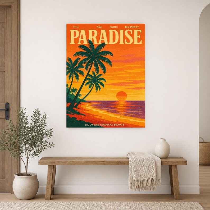 Paradise Retro Poster | Vintage 70s Wall Art Print | Aesthetic Magazine Print | Mid Century Retro Decor Gift image 14