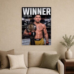 Alex Pereira Champion Poster | UFC Heavyweight Belt MMA Wall Art Print | Fight Night Decor image 9