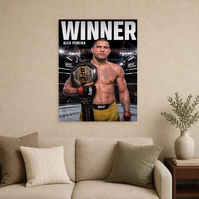 Alex Pereira Champion Poster | UFC Heavyweight Belt MMA Wall Art Print | Fight Night Decor image 9