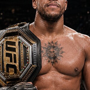 Campeão de Ciryl Gane Pôster | Impressão de arte de parede MMA com cinto de ouro do UFC | Decoração de noite de luta de peso pesado imagem 3