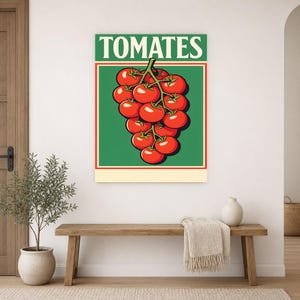 Impresión de arte de pared de cocina de tomate ? Póster retro de comida de bistró | Impresión de cocina italiana maximalista ? Decoración De imagen 14