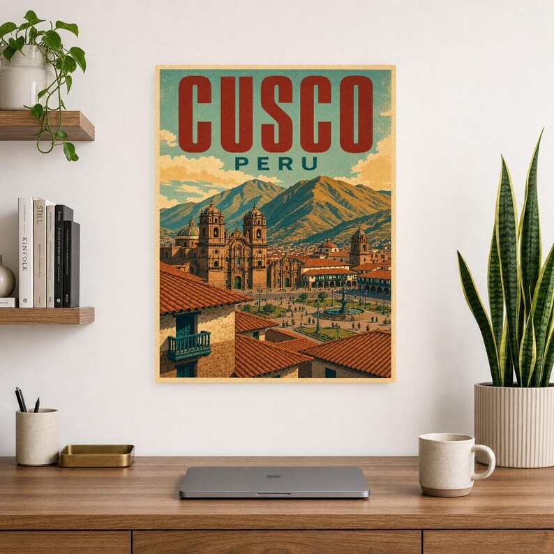 Plakat podróżniczy do Cusco | Vintage Andes Print | Sztuka ścienna z Peru | Wydrukowano i wysłano zdjęcie 8