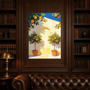 Mediterranean Orange Tree Kitchen Print | Dolce Vita Italian Wall Art Print | Dining Room Summer Decor image 9