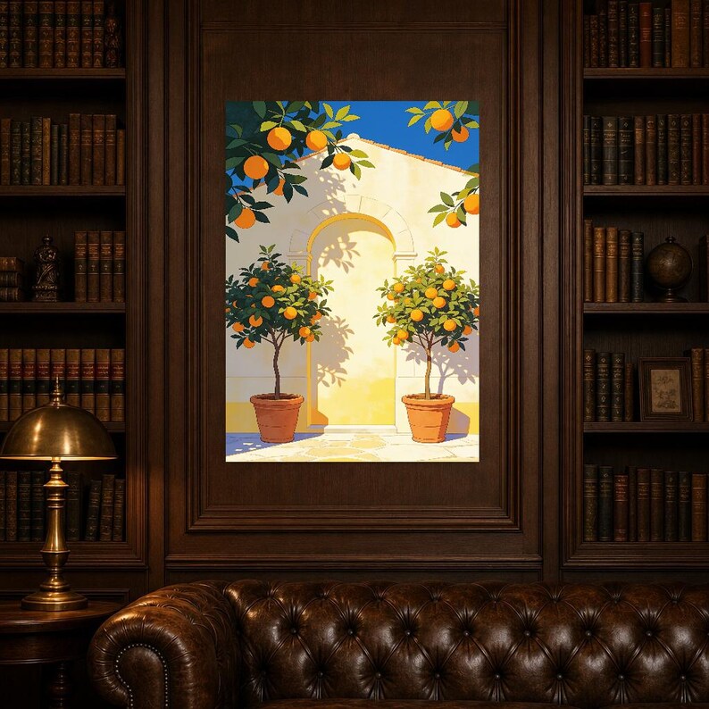 Mediterranean Orange Tree Kitchen Print | Dolce Vita Italian Wall Art Print | Dining Room Summer Decor image 9