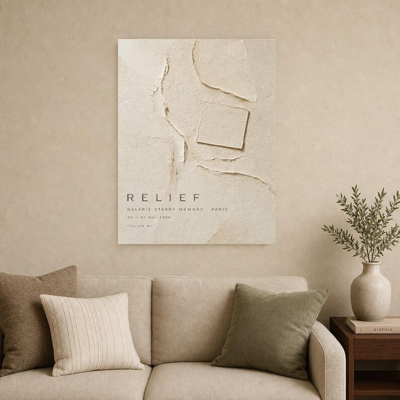 Relief | Abstract Wall Art | Modern Gallery Poster | Beige Textured Minimalist Print | Printed & Shipped image 9