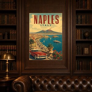 Naples Travel Poster | Vintage Vesuvius Print | Italian Wall Art | Printed & Shipped image 5