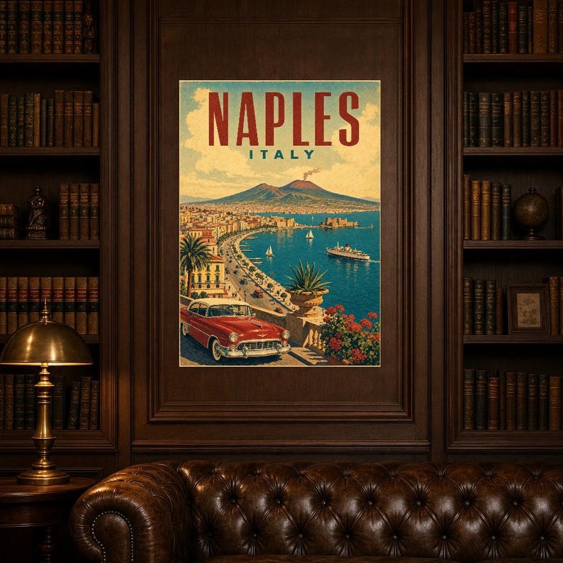 Naples Travel Poster | Vintage Vesuvius Print | Italian Wall Art | Printed & Shipped image 5