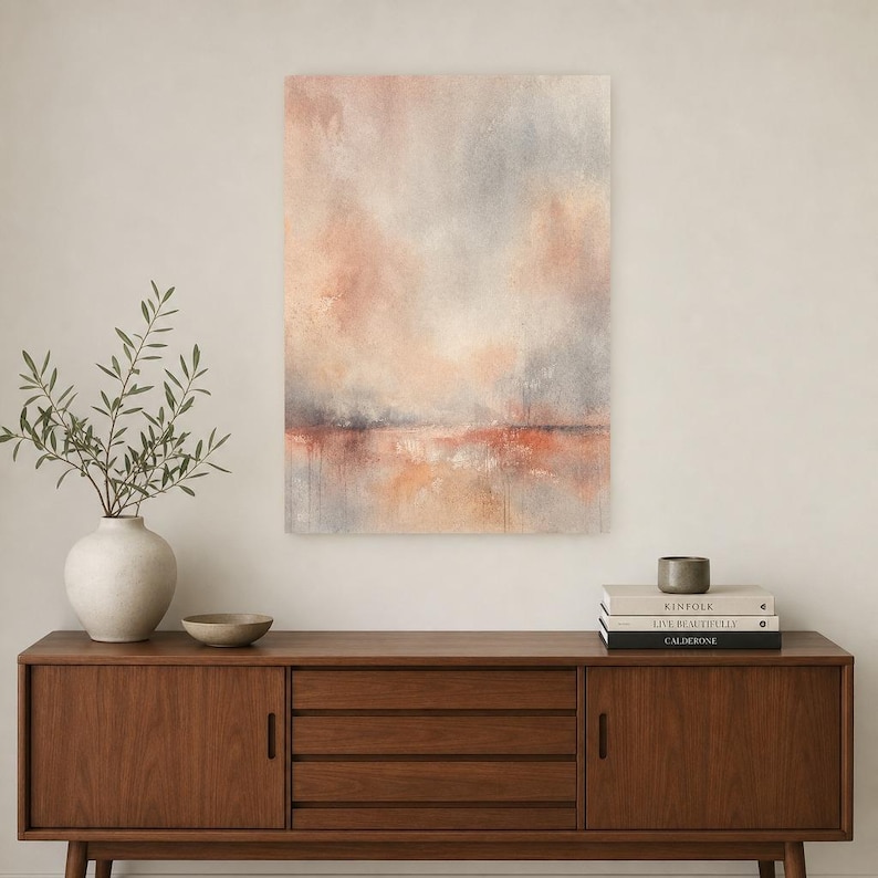 Dusty Rose Abstract Wall Art Print | Terracotta Color Field Print | Clay Pink Watercolor Poster | Boho Minimalist Living Room Decor image 2